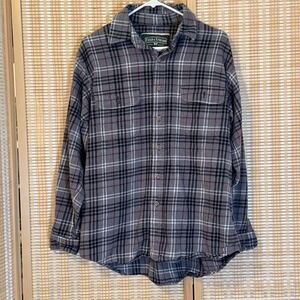 Field & Stream Mens L Flannel Shirt Gray Plaid Button‎ Up Western Preppy Ranch